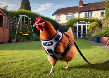 H Style Cat Harness on Chicken